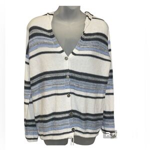 RDG GLOBAL Blues Button Front Hooded Tie Waist Knit Sweater